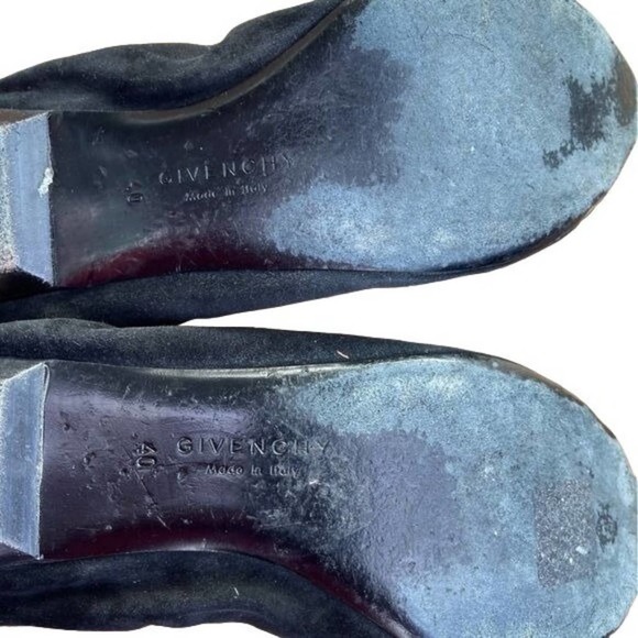 Givenchy Ballet Flats Pointed Cap Toe Gold Slip On Shoes Black Suede Size 40 - Picture 12 of 12